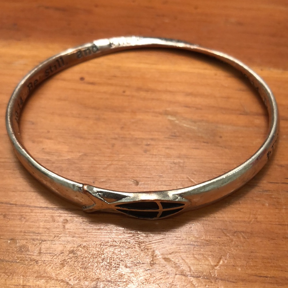 Metal Alloy Bracelet Christian Fish Psalm 19:14